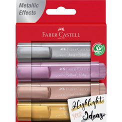 Evidenziatori Textliner 46 tratto 1-2-5 mm Faber-Castell metallic assortiti - conf. 4 pezzi 